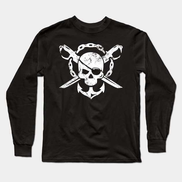 Pirate Skull Long Sleeve T-Shirt by Oolong